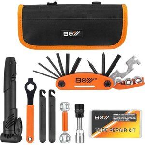 Bicycle Repair Bag With Tire Pump, Portable Tool Kit for Camping Travel -Patches
